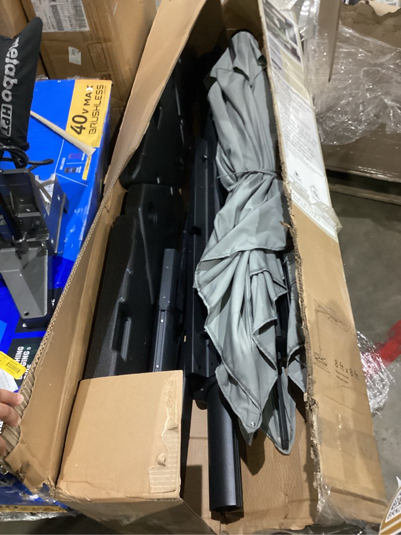 Condition photo showing Good Condition for allen + roth 8-ft aluminum gray slide-tilt cantilever patio umbrella with base