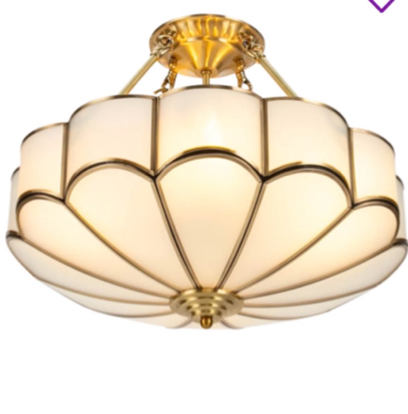 Kennyth Vintage Glass Semi Flush Mount Ceiling Light INCOMPLETE 