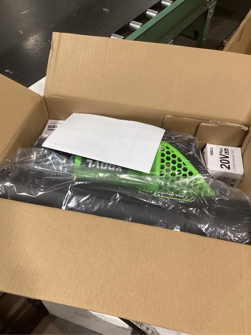 Condition photo showing Good Condition for Leaf Blower Cordless, 650CFM Electric Leaf Blowers with 2 x 5.2Ah Batteries and Charger, 3 Speed Modes, 1 x Adjustable Shoulder Strap, Powerful Blowers for Lawn Care, Patio, Dust, Blowing Leaves Plastic A-Green