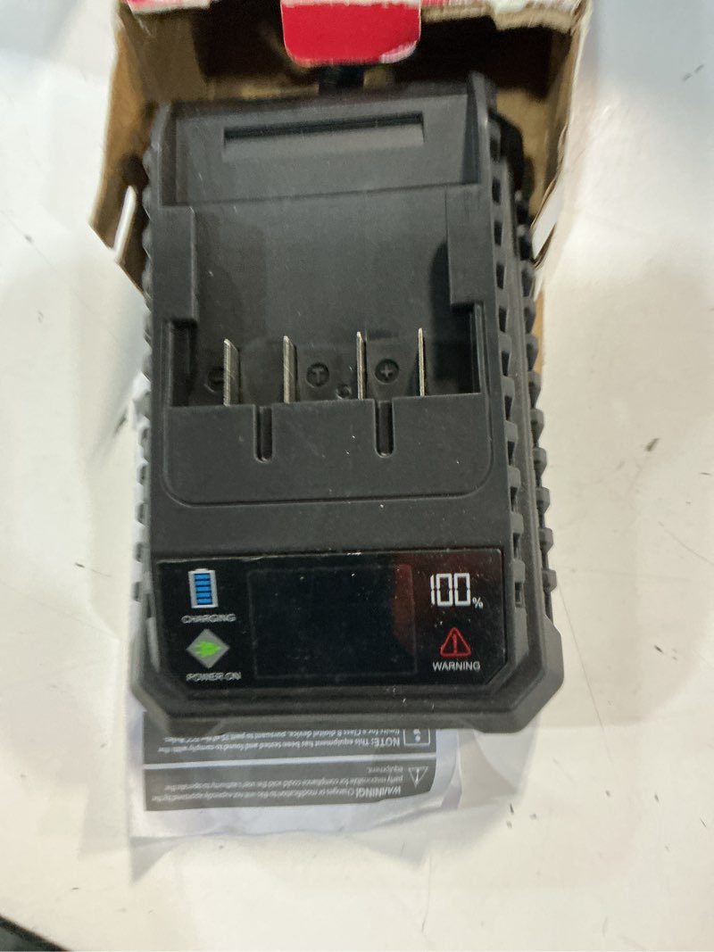 Condition photo showing As Is for hyper tough 20v lithium-ion battery charger with digital screen