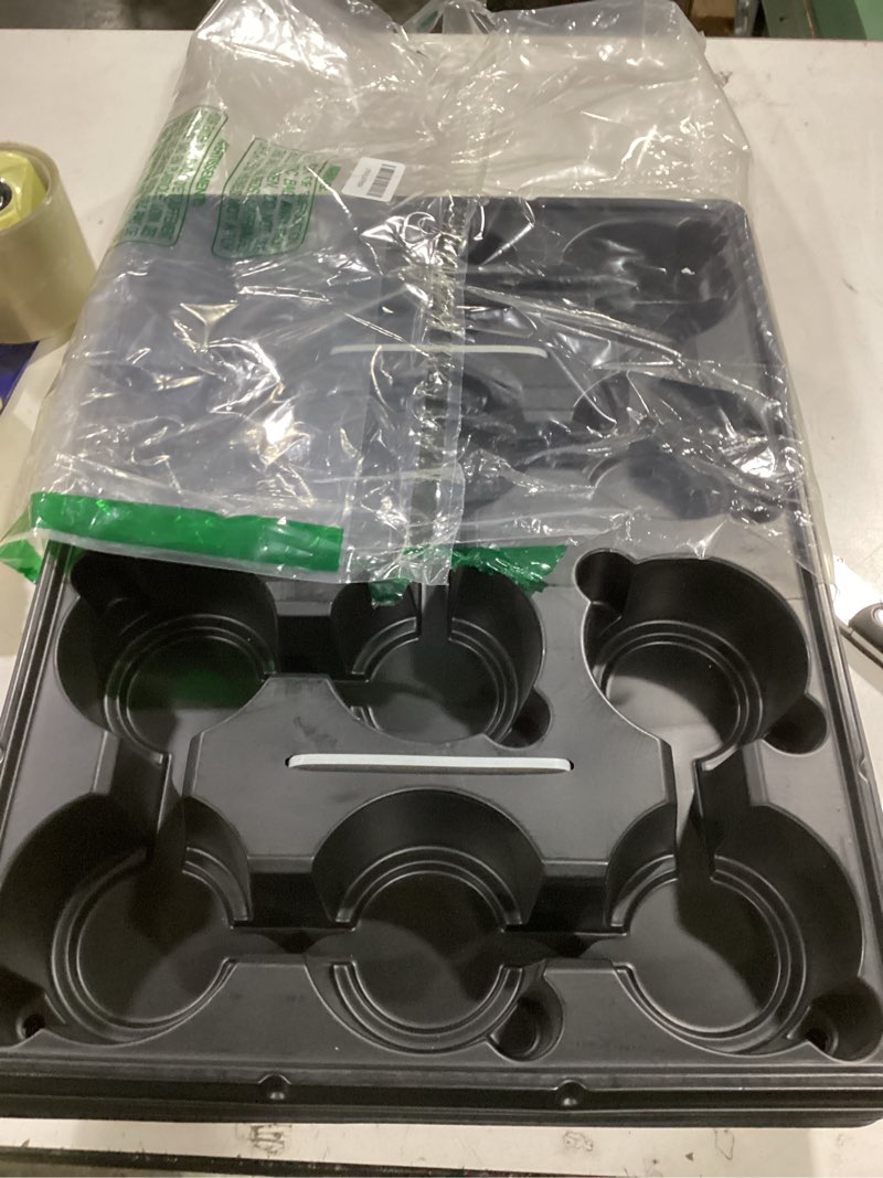 Condition photo showing Good Condition for BTPLASTIK 12 Cell Round Nursery Pots Trays 8 Pack, Sturdy Carrying Trays for Holding 4 Inch Plant Pots, Thickened Plastic Seeding Planting Tray, Black
