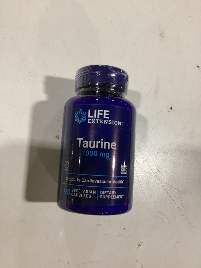 Condition photo showing New/Like New for Life Extension Taurine, Pure Taurine Amino Acid Supplement, Heart, Liver and Brain Health, Longevity, Muscle and Exercise, 1000 mg dose, Non-GMO, Gluten-Free, Vegetarian, 90 Vegetarian Capsules 90 Count (Pack of 1)