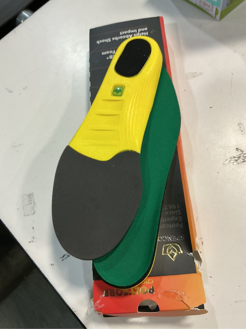 Condition photo showing Good Condition for Spenco Insoles Polysorb Cross Trainer - Lightweight, Full-Foot Inserts with Heel-to-Toe Cushioning, Support, & Odor Control, All-Day Comfort & Stability - Ideal for Runners, Walkers, Athletes Women's 9-10.5/Men's 8-9.5 Regular Width