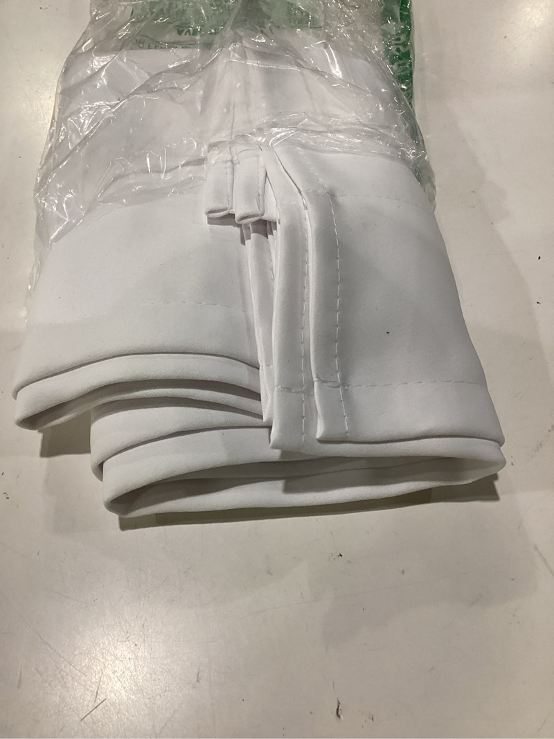 Condition photo showing As Is for donren pure white pack of 2 valances for window 42 by 15 inches long - rod pocket room darkening kitchen valances 42"w x 15"l (pack of 2) pure white