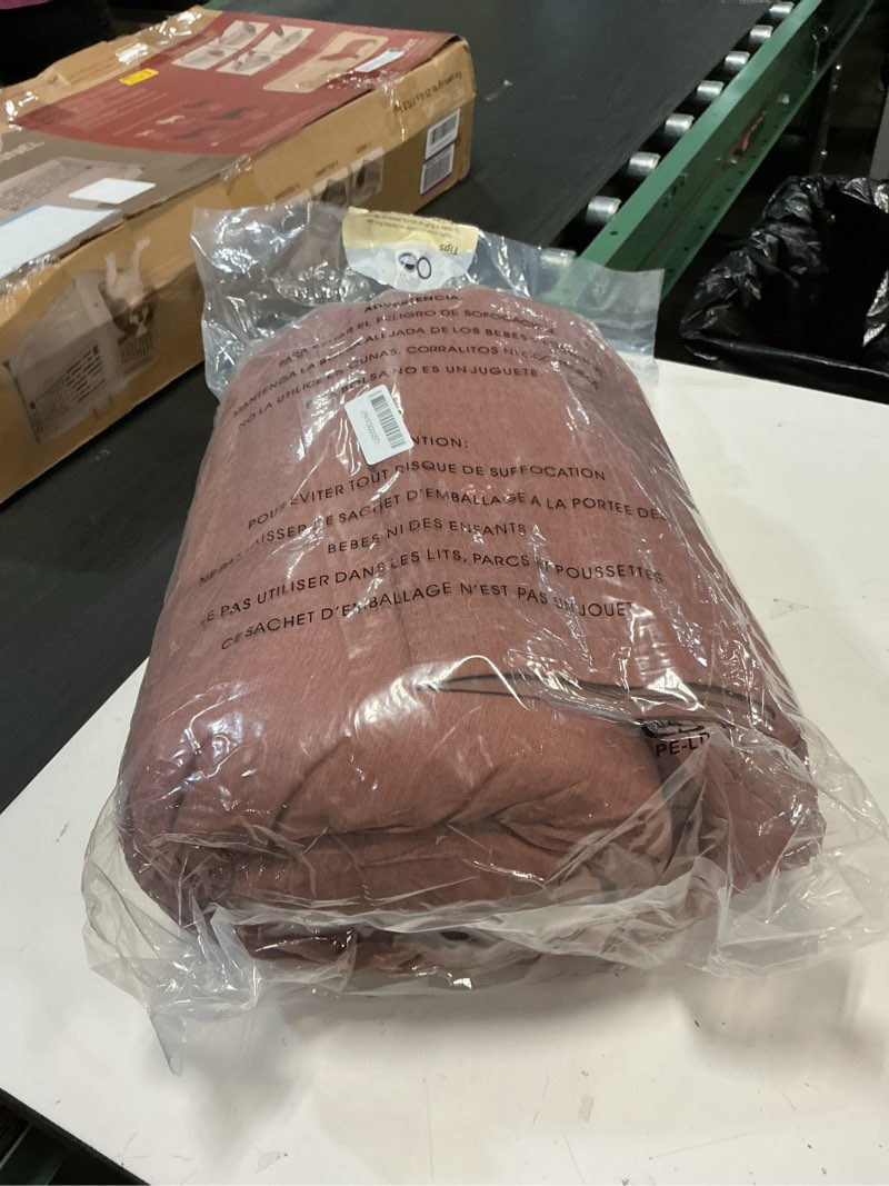 Condition photo showing As Is for monbix twin xl comforter set terracotta, cationic dyeing bedding set reversible 5 pieces, all season bed in a bag with comforter, sheets, pillowcase & sham terracotta 5piece-twin xl(66”x90'')