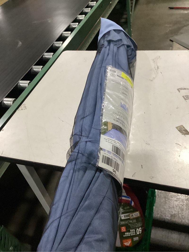 Condition photo showing New/Like New for better homes & gardens outdoor 9 foot blue scallop premium crank lift and 3 position tilt market patio umbrella