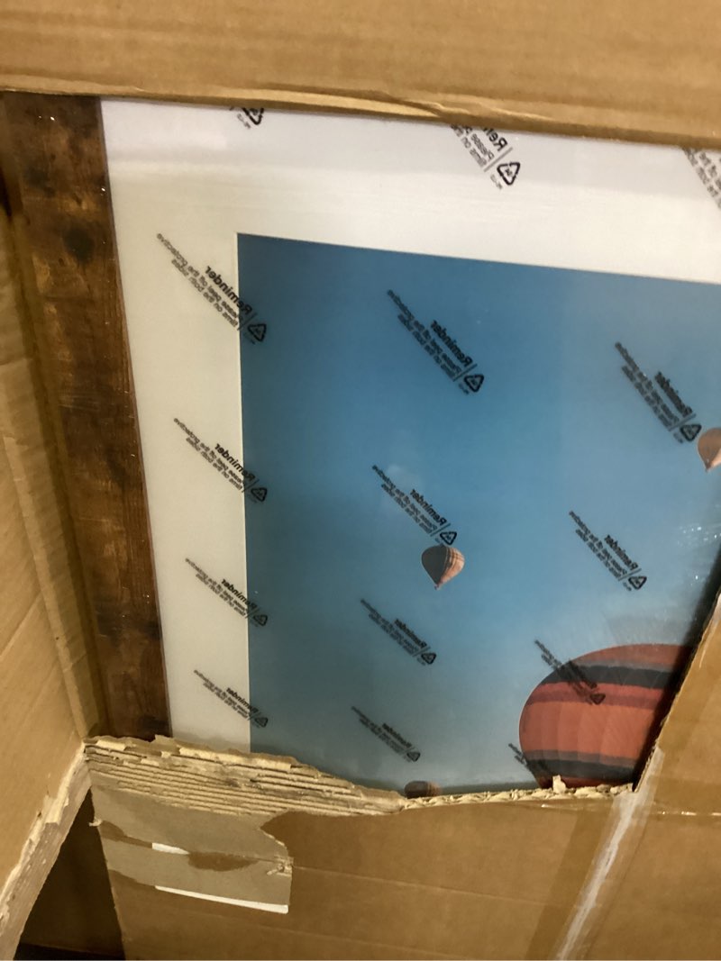 Condition photo showing Good Condition for wood 24x36 picture frame with 20x30 mat, display 20x30 with mat or 24x36 without mat, wood 24 by 36 photo frame, 24 x 36 frame for wall hanging display, deep brown 1 24x36 inch