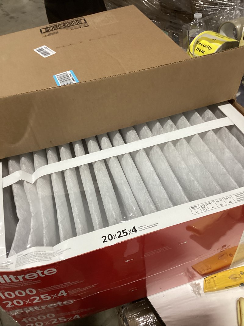 Condition photo showing New/Like New for Filtrete 20x25x4 AC Furnace Air Filter, MPR 1000, MERV 11, Fits Honeywell & AprilAire Space-Gard, Allergen Defense, Electrostatic Air Cleaning Filter, 2-Pack (actual size 19.88 x 24.63 x 4.31)