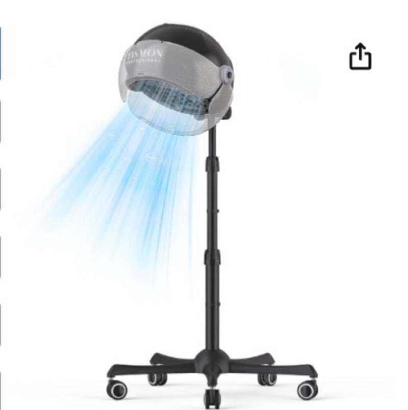 TASALON Gold Portable Hooded Hair Dryer for Home, Standing 1875w Ionic Hooded Dryer on Wheels with H