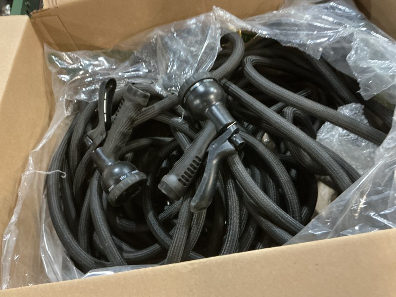 Condition photo showing Good Condition for Garden Hose 100FT, Non-Expanding, Lightweight Hose With 8 Function Nozzle, Leak-Proof, No-Knot, Easy to Carry, Wear-Resistant, Sturdy, Flexible, 3/4GHT, Water Hose for Yard, Garden, Outdoor