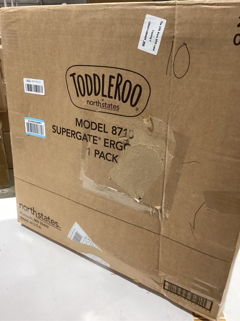 Condition photo showing Good Condition for Toddleroo by North States - Supergate Ergo Baby Gate: Plastic Baby Gate for Stairs & Doorways - Adjustable Indoor Safety Gate - Made in USA - 26 to 42 Inches Wide - 26 Inches Tall - Sand