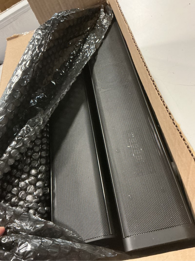 Condition photo showing As Is for tv sound bar, soundbar with rgb led lights & 2.1ch bluetooth speaker surround system, 180w surround sound, aux/optical/hdmi arc home theater speaker, 2 in 1 detachable for smart tv/projector/gaming/pc