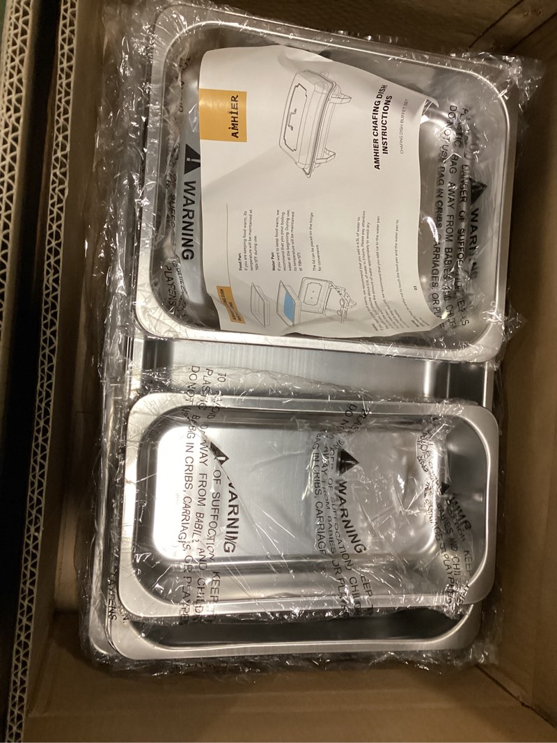 Condition photo showing New/Like New for 9Qt 4 Pack [Multiple Food Pans Combo] Chafing Dishes for Buffet | High Grade [Durable and Hard] Chafing Dish for Parties, Events & Weddings, Indoors & Outdoors, Gold