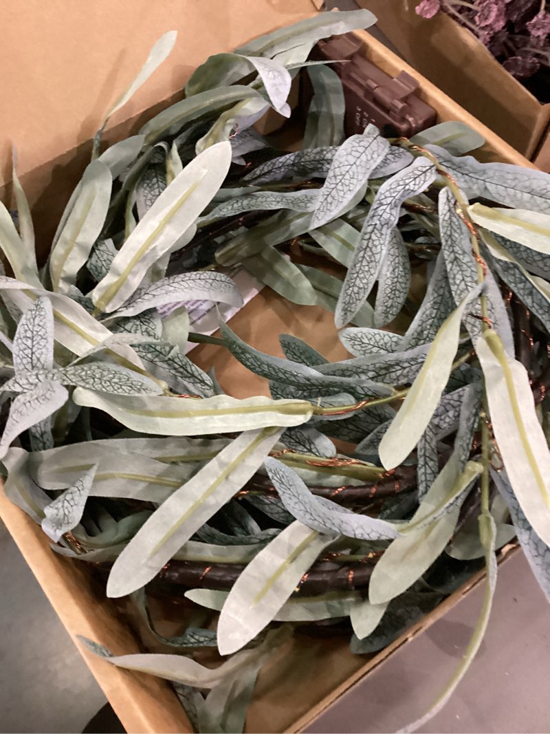 Condition photo showing Good Condition for LITBLOOM Lighted Olive Garland Battery Operated with Timer 96 Fairy Lights 6FT, Artificial Greenery Twig Vine Lights for Christmas Spring Fireplace Mantle Decoration Indoor Outdoor