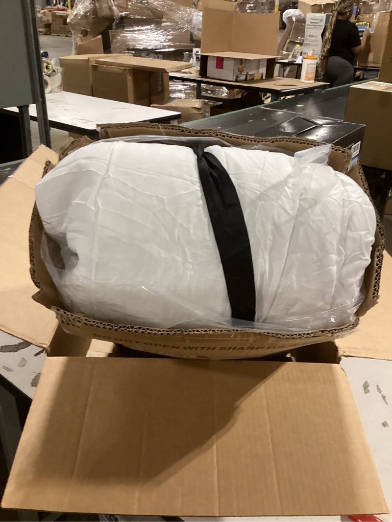 Condition photo showing Good Condition for Lush Decor Belle 4 Piece Ruffled Shabby Chic White Comforter Set with Bed Skirt and 2 Pillow Shams - Queen Comforter Set White Full/Queen Comforter Set