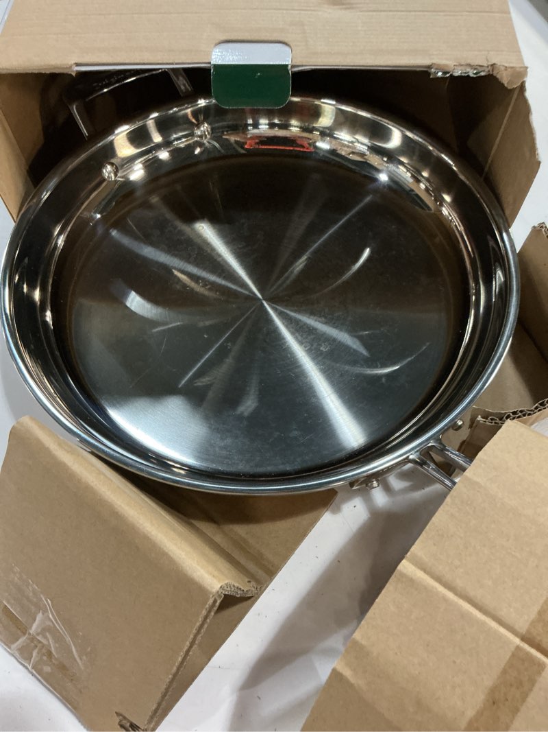 Condition photo showing As Is for cuisinart mcp22-30hcn multiclad pro triple ply 12-inch handle and cover, non-stick skillet w/helper
