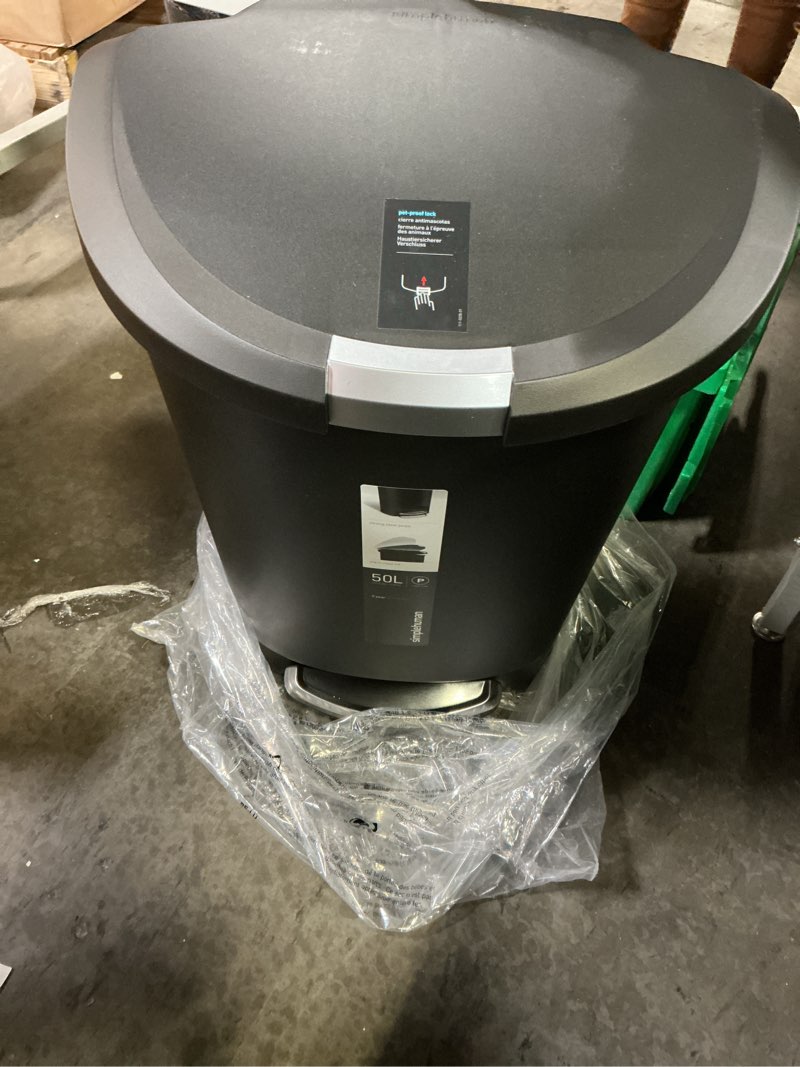 Condition photo showing Good Condition for simplehuman 50 Liter / 13 Gallon Semi-Round Kitchen Step Trash Can with Secure Slide Lock, Black Plastic