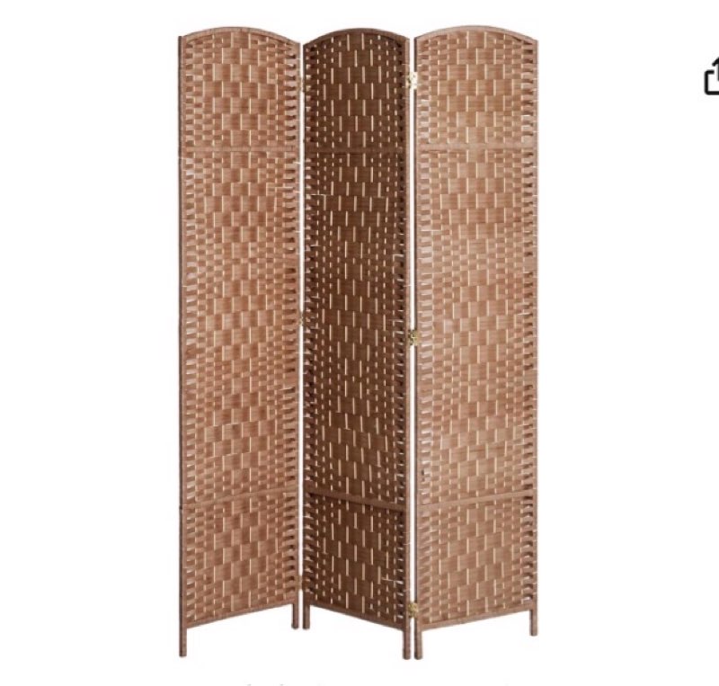 homcom room divider 3 panel, 6ft tall folding privacy screen, freestanding hand-woven partition for room separation with 360° hinges, paper rope diamond weave, natural