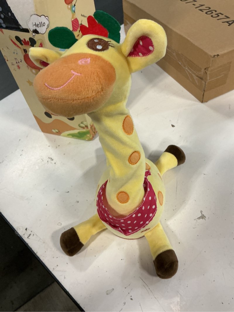 Condition photo showing New/Like New for pbooo dancing talking giraffe toy, stuffed animal repeats what you say, electronic musical plush with glowing light, interactive baby toys gifts for toddlers kids boys girls 1 2 3 years old dancing giraffe toy