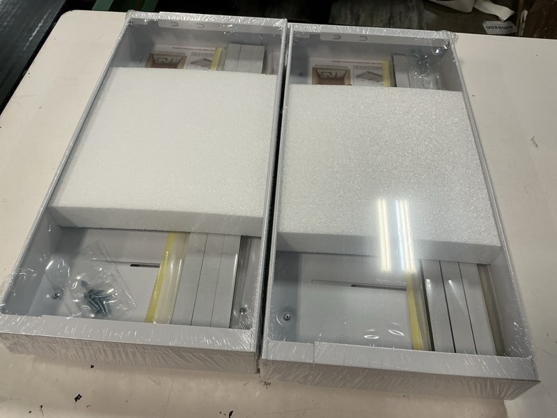 Condition photo showing New/Like New for 2 pack expandable pull out cabinet organizer 21" deep with raising pad for framed cabinets,upgrade 3 slide rails slide out drawers,roll out shelves adhesive,adjustable width 9"-14.1" white white 21"d x 9"-14.1"w(2pack)