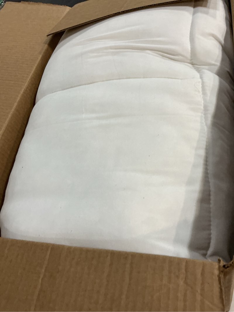 Condition photo showing As Is for extra thick pillow top mattress topper queen size, 3 inch cooling fluffy cotton hotel mattress bed topper for cloud like sleep & back pain relief, plush soft pad, fits 6'-22' mattresses queen mattress topper -white color