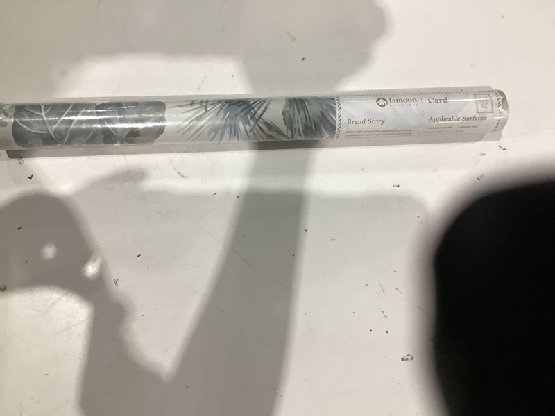 Condition photo showing New/Like New for Ismoon Peel and Stick Wallpaper White and Green Stick on Wallpaper 17.3x78.7in Tropical Jungle Botanical Palm Leaf Contact Paper Removable Self Adhesive Wall Paper for Bedroom, Off White 17.3" x 78.7" Off-White