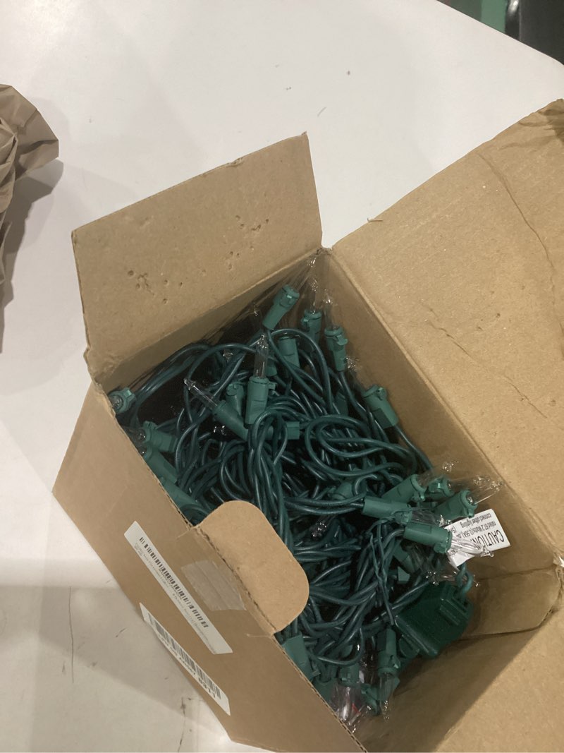Condition photo showing Good Condition for clear christmas lights 50ft 200 incandescent bulbs warm white mini lights with green wire for christmas tree, garland, thanksgiving, wedding, party, home, indoor & outdoor festival decoration warm white green wire 50ft 200 bulbs