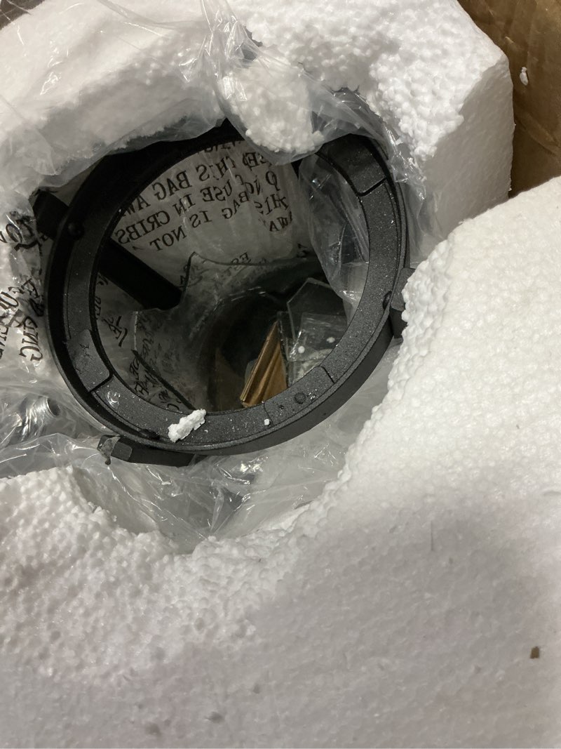 Condition photo showing As Is for gleamz dusk to dawn outdoor post lights with outlet, 3-head black lamp post light fixture, anti-rust aluminium outdoor street light pole mount, exterior posts lighting for garden, hardwired non-solar dusk to dawn with outlet
