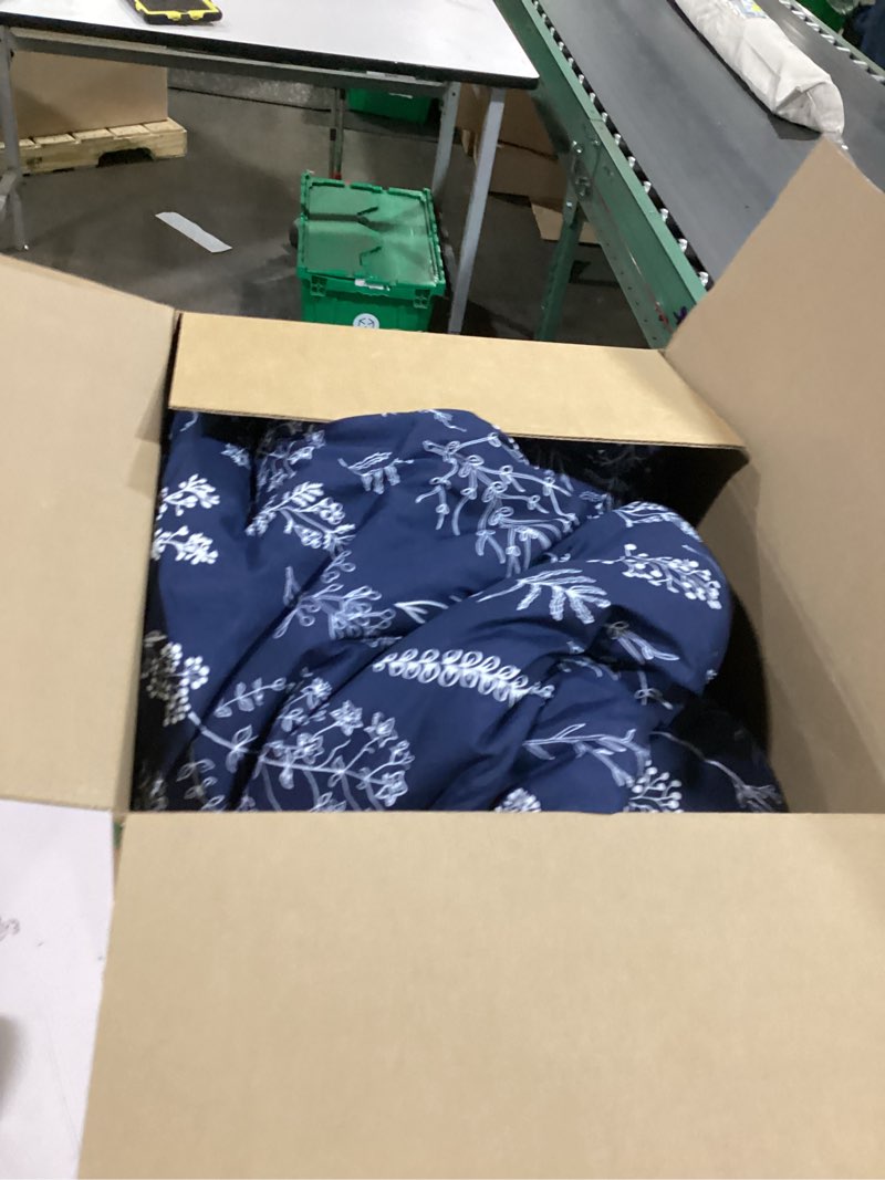 Condition photo showing As Is for bedsure duvet cover full size - reversible navy blue full duvet cover set with zipper closure, 3 pieces cute floral botanical bedding set with 8 corner ties and 2 pillow shams full (80"x90") 00 - nave blue (no comforter)