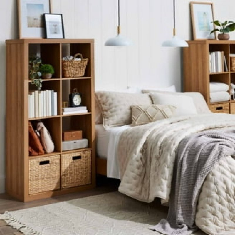 better homes & gardens 8 cube storage organizer, light honey