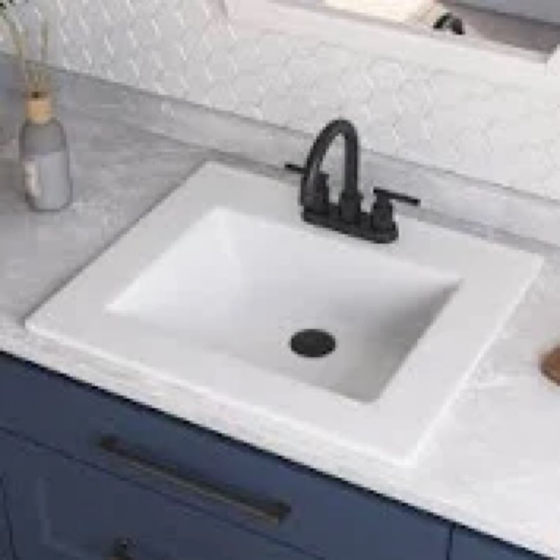Deervalley 21” x 18” white rectangle vitreous china drop in bathroom sink  