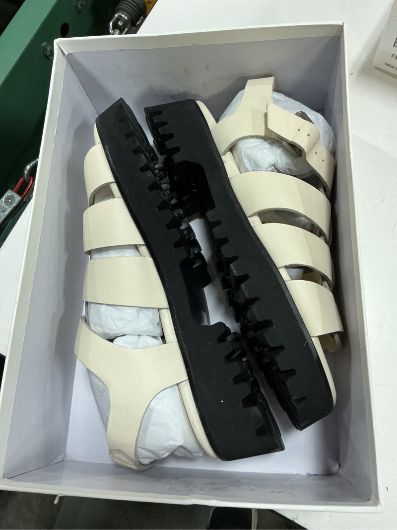 Condition photo showing New/Like New for quince italian leather lug sole fisherman sandal, 9, bone