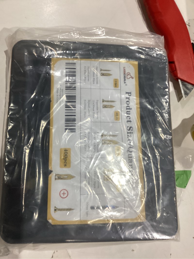 Condition photo showing New/Like New for 400pcs Self-Drywall Dilling Anchors Screws with 4 Different Expansion Sizes Screw Set, Zinc Plated Steel Dry Wall Screws no Drilling Required, Easy to Install