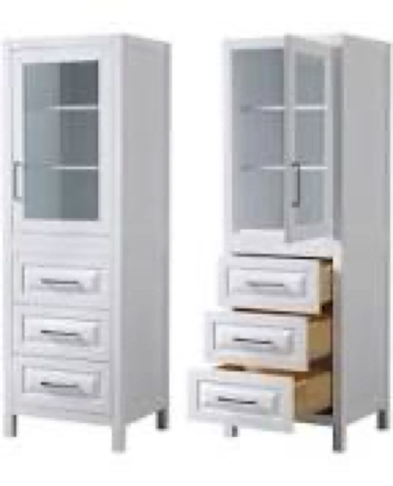 (Similar to the one in the photo) Linen tower double 3 drawer 2 door white 