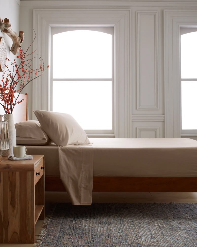 quince organic brushed cotton sheet set of 4/king/toffee