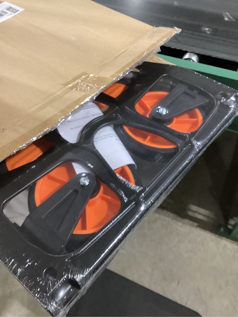 Condition photo showing New/Like New for Dolly Cart, 309 lb Aluminum Folding Hand Truck with Swivel Handle, Heavy Duty Utility Dolly Foldable Trolley with Elastic Cord, 7 Inch Wheels for Moving, Warehousing, Shopping and More