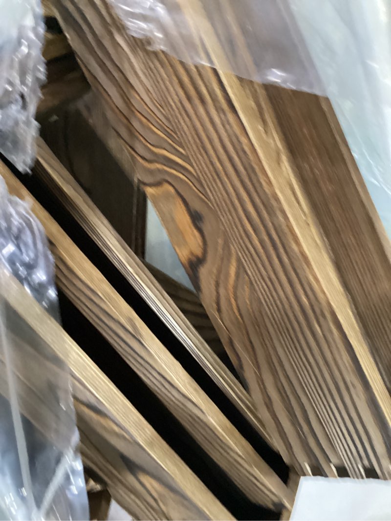 Condition photo showing Good Condition for 4 set wooden tiered risers display stands for vendor events,stackable wood cupcake display stand,farmhouse decor wood dessert table display set,vendor booth display items,food display risers for party 4 pack dark brown