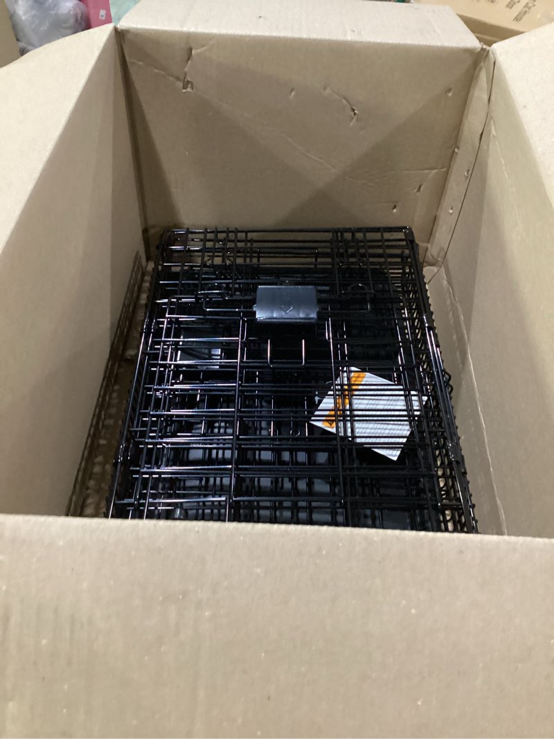 Condition photo showing Good Condition for amazon basics portable, foldable metal wire dog crate with removable tray, double door, divider panel, easy to assemble, 22 x 13 x 16 in, black 22.0"l x 13.0"w x 16.0"h double door w/ divider