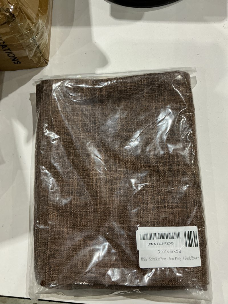 Condition photo showing Good Condition for softalker faux linen placemats set of 8-12 x 18 inch, heat resistant double layered durable burlap farmhouse place mats, non-slip washable rustic table mats for dining, kitchen, party?brown brown 8pc
