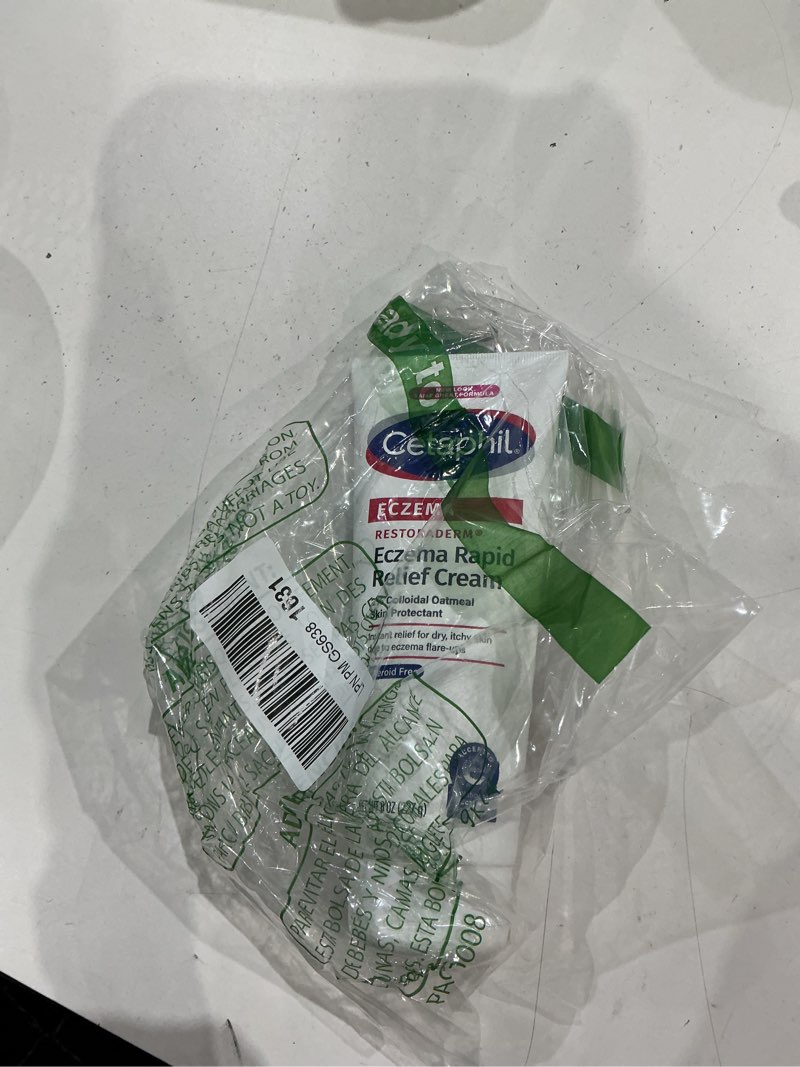 Condition photo showing As Is for cetaphil eczema restoraderm flare-up relief cream, for eczema prone skin, 8 oz, barrier repair, 48 hour hydration, 2% skin protectant colloidal oatmeal, steroid free 8 fl oz (pack of 1)