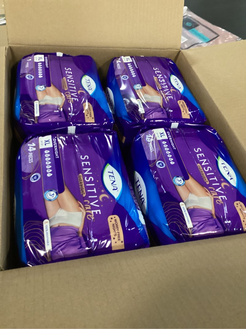 Condition photo showing New/Like New for TENA Sensitive Care Overnight Incontinence Underwear for Women, Bladder Control and Postpartum, Extra Large, 56 Count (Waist Size 39in-52in) X-Large 56