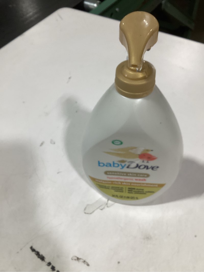 Condition photo showing As Is for Baby Dove Sensitive Baby Wash Melanin-rich Skin Nourishment For Baby Bath Time Tear-Free and Hypoallergenic 34 oz Melanin-Rich Skin Nourishment 34 Fl Oz (Pack of 1)