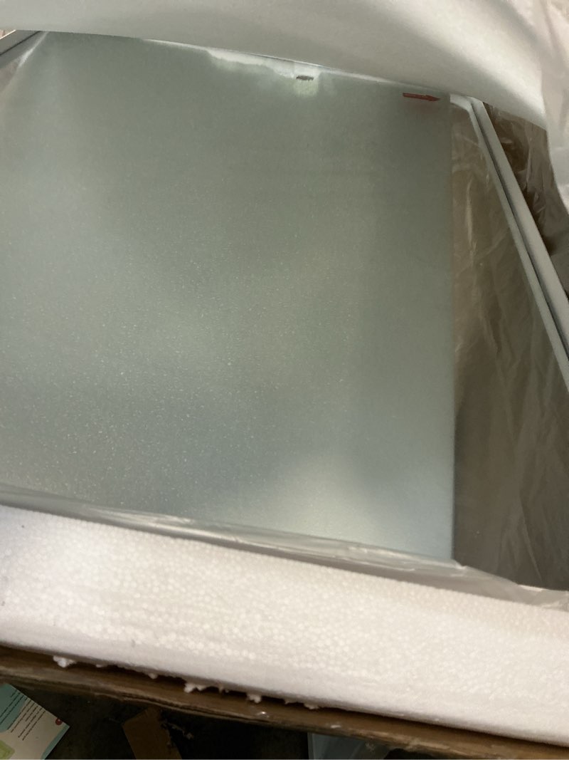 Condition photo showing Good Condition for LOAAO 22x30 Inch White Metal Framed Bathroom Mirror for Wall, White Bathroom Vanity Mirror Farmhouse, Large Rounded Rectangle Mirror, Anti-Rust, Hangs Horizontally or Vertically White 22"L x 30"W