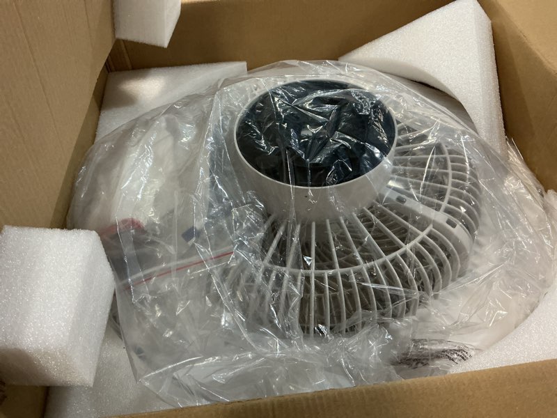 Condition photo showing New/Like New for depuley modern ceiling fan with light: 19" bladeless flush mount low profile led ceiling fans with remote & smart app control - white enclosed fandelier dimmable quiet dc motor for bedroom kids room white-acrylic 19 inch