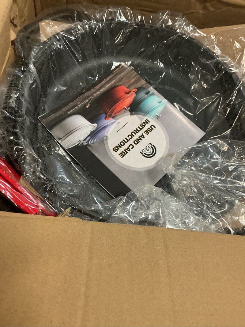 Condition photo showing New/Like New for 2-in-1 Pre-Seasoned Cast Iron Dutch Oven Pot with Skillet Lid Cooking Pan, Cast Iron Skillet Cookware Pan Set with Dual Handles, Indoor Outdoor for Bread/Frying/Baking/Camping/BBQ, 5 Qt 5QT