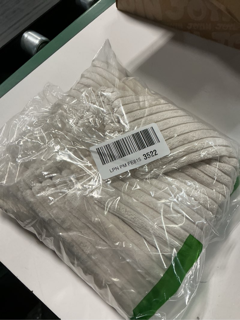 Condition photo showing Good Condition for Home Brilliant 24x24 Pillow Covers Set of 2 Striped Velvet Corduroy Euro Throw Pillow Sham Large Cushion Covers for Chair Christmas Decor, 24 x 24 inch, Cream Cheese 24" x 24" (Pack of 2) Cream Cheese