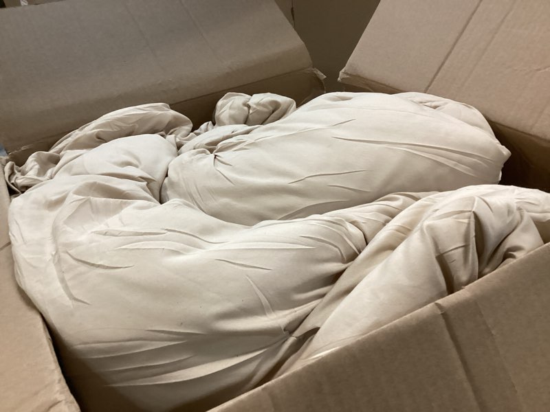 Condition photo showing As Is for Bedsure Oversized King Comforter Set Beige - Bed in a Bag Bedding Set 7 Pieces, GentleSoft™ Pintuck Bed Set Gift for Family, Pinch Pleat Beige Comforter with Sheets, Pillowcases & Shams Oversized King 02 - Beige