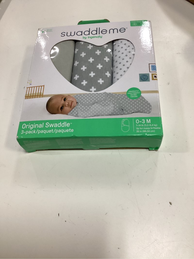 Condition photo showing New/Like New for swaddleme by ingenuity original swaddle, 100% cotton, improves sleep & calms startle reflex, 0-3 months, 1.0 tog, 3-pack, baby swaddle blanket - criss cross criss cross 3-pack