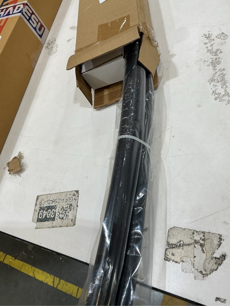 Condition photo showing New/Like New for curved shower curtain rod for bathroom 38-72 inches, adjustable length, curved shower rod, 0.9mm thickness, round shower curtain rods, rotate bracket for large shower space, need drilling, black