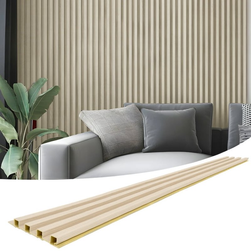 wpc slat wall panels 8 pack 96" x 8.2", waterproof fluted wall paneling, accent 3d wall panel for wall decor,, office - widen low grille elm (cover approx.44 sq.ft) 96 x 8.2 inch